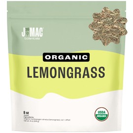 J MAC BOTANICALS Organic Lemon Grass (8 oz bag) Certified USDA Organic, Cut & Sifted Dried Lemongrass tea from Egypt, Packaged in the USA