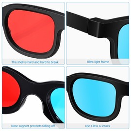 jojofuny 10 Pcs 3D Movie Glasses Red-Blue 3D Glasses Flat- 3D Glasses Viewing Glasses Simple Style 3d Glasses for 3D Movies Games, 3D Viewing Glasses, Light Simple Design