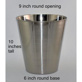 3SCompany Stainless Steel Swirl Waste Basket, 10" Tall, 8 Quarts Capacity, Shiny Finish