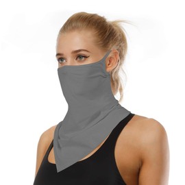 YAYOUREL YAYOUREL Solid Gray Grey Bandana Neck Gaiter Face Mask Covering Bandanas for Men Women Summer UV Cooling Face Scarf Mask Cover Ear Loop Hole Triangle Facemask for Fishing Running Cycling Hiking