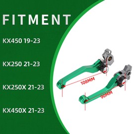 IUVWISN Motorcycle Brake Clutch Lever Pivot Levers Set Adjustable CNC for KX 250 450 KX250 21-23 KX450 19-23 KX250X KX450X 21-23 Dirt Bike Green