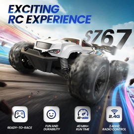 DEERC RC Car Remote Control Car for Age 8-12, All Terrain RC Monster Truck W/ 2 Batteries for 40 Min Play, 2.4GHz Outdoor Off Road Rock Crawler Toy