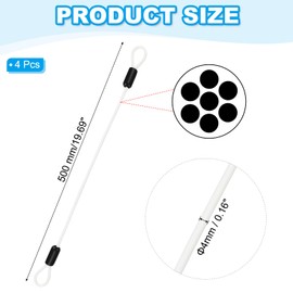 PATIKIL 5/32" Dia Vinyl Coated Stainless Steel Cable with Loops, 2 Pcs 2 ft (20") Flexible Wire Rope Security Chain Lanyard Lock for Outdoor Stage Lighting Luggage Lock, White