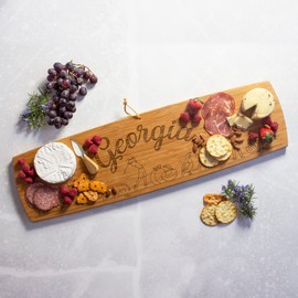 Totally Bamboo Georgia Extra-Large Charcuterie Board and Cheese Plate with Engraved Artwork, 30" x 8.5"
