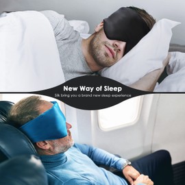 FRESHME FRESHME 100% Blackout Black Luxury Mulberry Silk Sleep Mask Comfortable Soft Eye Shade Cover with Elastic Strap, Eye Mask Blindfold for Travel Nap Yoga, Eye Blinder for Works Airplane Travel Nap Yoga