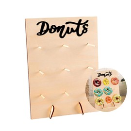 Donut Wall Wood Display Stand Holds 9 Donuts,Reusable Rustic Dessert Table Board Doughnut Holder for Wedding Birthday Family Party Festival Table Decor Will Not Tip Over (Rectangular-Black font)