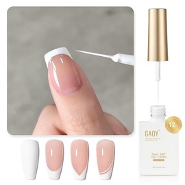GAOY White Swirl Gel Nail Polish Art Liner, 12ml Classic Colors for Nail Paint Design with Thin Brush DIY French Manicure and Pedicure at Home - Color: Beige-white