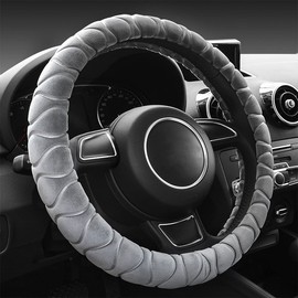 Fuzzy Steering Wheel Cover Non Slip Soft Furry Plush Winter Warm Vehicle Car Steering Wheel Protector Universal Automotive Steering Wheel Cover Fit 37-39cm