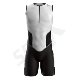 Sparx X Triathlon Suit Men Racing Tri Cycling Skin Suit Bike Swim Run (White_Elite, Large)