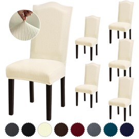 Fafua Stretch Dining Room Chair Covers Set of 6, Washable Chair Covers for Dining Chairs, Hotel, Ceremony, Party, Banquet