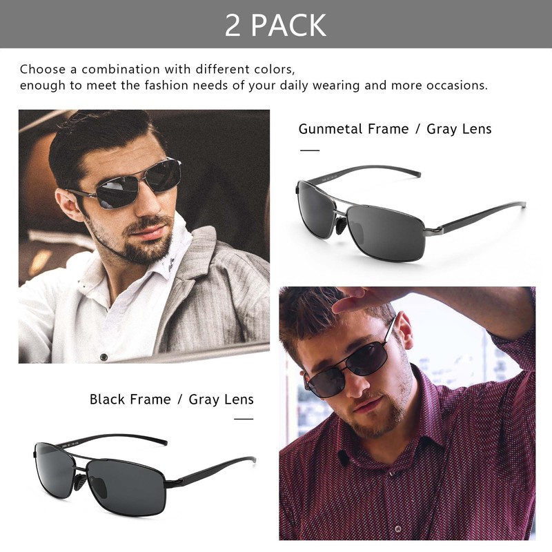SUNGAIT Ultra Lightweight Rectangular Polarized Sunglasses Man UV400 Protection SGT458QH-HH