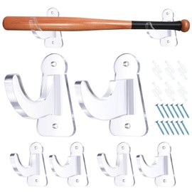 GlikCeil 3 Sets Acrylic Baseball Bat Holder Wall Mount Baseball Bat Display Rack Hanger Horizontal Softball Bat Display Stands Baseball Bat Bracket for Memorabilia Collectible, Fits to 2-5/8'' Barrel