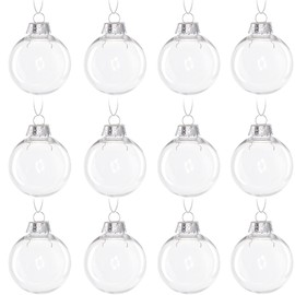 12pcs Clear Plastic Fillable Ornament Balls, Transparent Hanging Ornaments Ball, DIY Craft Round Balls, Christmas Trees, Birthday, Wedding, Party and Home Decoration Ornaments (80mm, Round Balls)