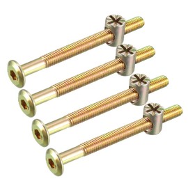 sourcing map M6x70mm Furniture Bolt Nut Set Hex Socket Screw 50mm Thread Length with Barrel Nuts for Beds Headboards Chairs 4 Sets
