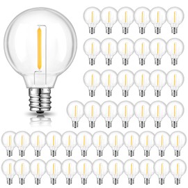 GvvooHome 50 Pack G40 LED Replacement Bulbs for Outdoor String Lights, Dimmable, Warm White, E12 Screw Base, Waterproof LED Globe Bulbs Light for Indoor Outdoor Patio Cafe Decor
