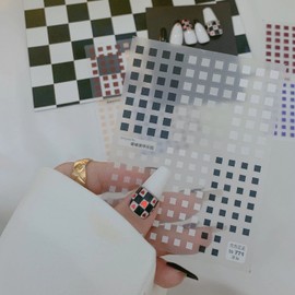 Checkerboard Square Nail Art Stickers Ultra-thin Color Checkerboard Self-adhesive Nail Art Sticker, Blue, Red, Black, White, Purple, Green Checkerboard Square nail Art Stickers (3 Sheets)