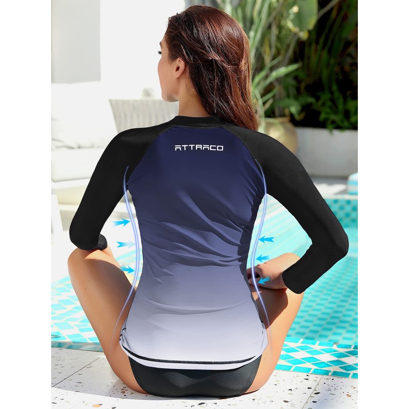 ATTRACO Womens Sun Protection Rash Vest UPF 50+ Zip Long