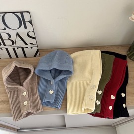 Kids' Knit Balaclava Hat & Scarf Set for Autumn Winter lf2253 - Free Size 48-52cm Khaki 3ea