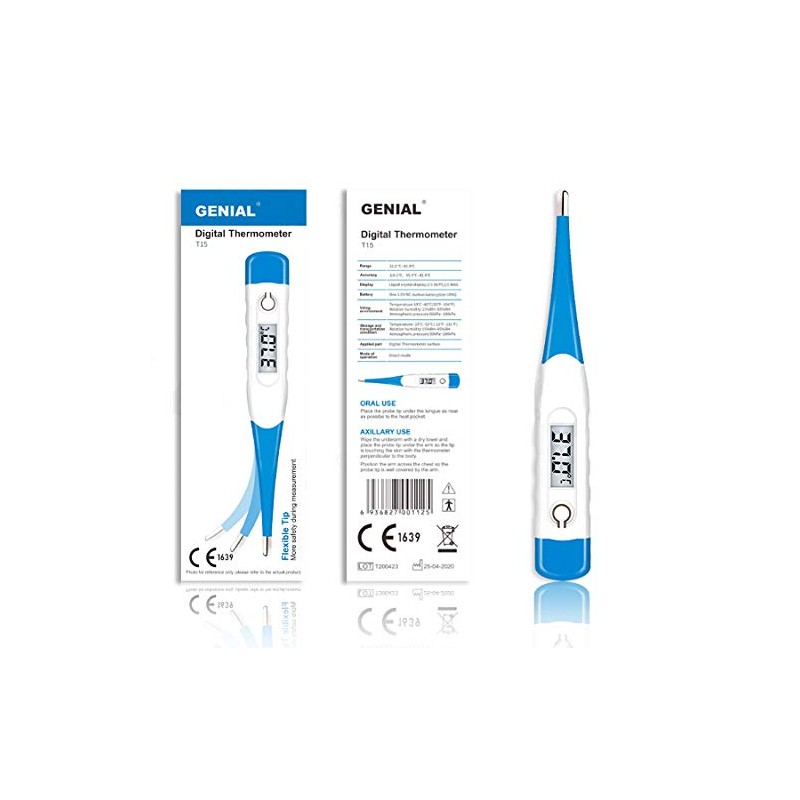 Flexible and Digital Medical Thermometer - Measurements: Buccal, Axillary and