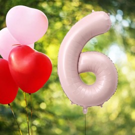 YFHVJTKO 40 Inch Number 6 Foil Leopard Balloons 6th Celebration Decorations for 6th Birthday Party Wedding Bridal Shower Engagement Photo Shoot Anniversary Decoration (Baby Pink, 6)