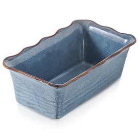 HVH Ceramic Loaf Pan for Baking Bread, Rectangular Baking Bread Loaf Pan, 9 x 5 inch Bread Pan, Bread Baking Pan for Cooking, Wave Series, Farmhouse Style (Wabi sabi)