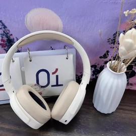 Wireless Bluetooth Headphones,HiFi Foldable Intelligent Noise Reduction Adjustable Wireless Headset with Microphone,Bluetooth-compatible 5.1 Stereo Over Ear Headphone for Sports Travel (Beige)