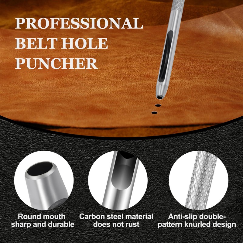 Hollow Leather Hole Punch Set with 6PCS Steel Tools (1.5mm-4mm)