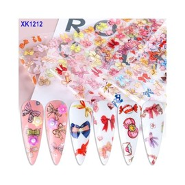 Bow Daisy Love Bowknot Flower Rose Nail Foil Transfer Sticker 10Pcs 20X4Cm Xk1212 Nail Wraps Stickers Manicure Supplies for Women Nails Full Long Lasting Easy Apply and Remove