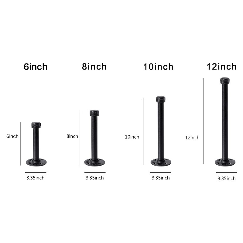 3/4" Industrial Black Iron Pipe Shelf Brackets, Rustic Wall Mounted