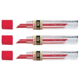 PENTEL 3 Packs of 12 Leads Red 0.5mm for Mechanical Pencil