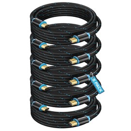 Cable HDMI 4K Ultra HD de 10 pies (paquete de 5) cable trenzado de nailon HDMI 2.0, alta velocidad 18Gbps 4K60Hz HDR, 3D, 2160p, 1080p, HDCP 2.2, ARC, cables HDMI para monitores, HDTV
