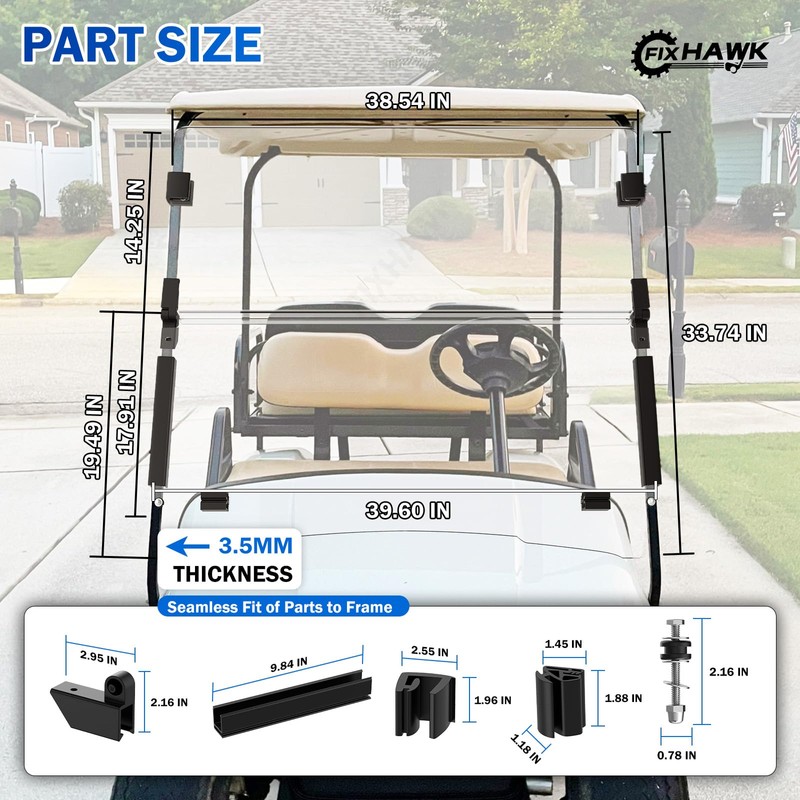 FIXHAWK EZGO Golf Cart Windshield Replacement Fit for EZGO TXT/