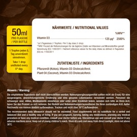 Pharmavital Vitamin D3 Drops 5000 50 ml Liquid (1830 Drops) - Laboratory Tested 5000 IU per Drop - Strengthen Immune System for Bones and Muscles - High Quality: Very High Stability, Vegetarian
