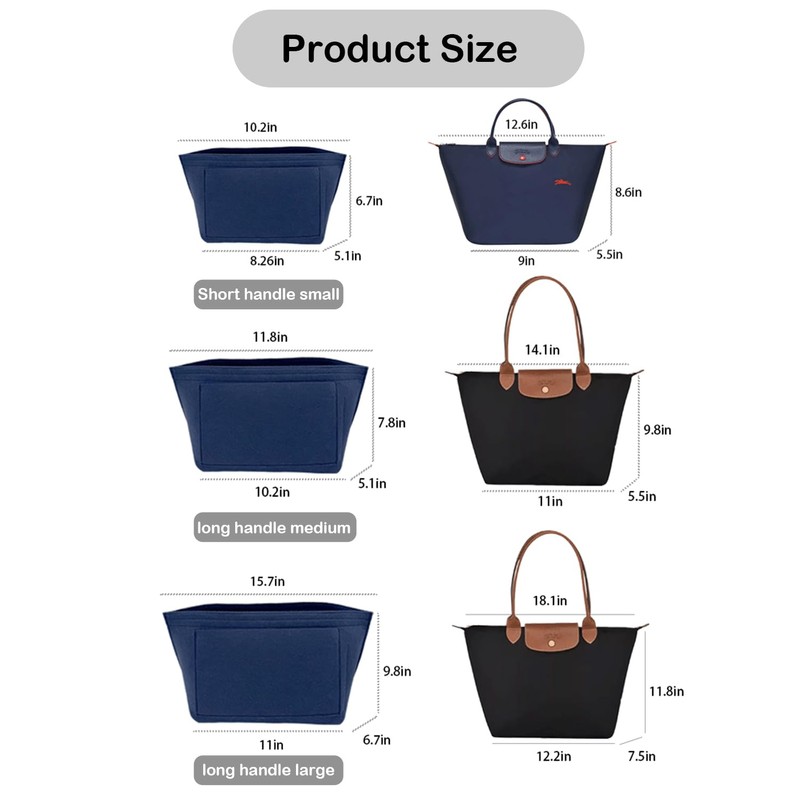 D.DUO Purse Organizer Insert, Bag Organizer for Le Pliage, Handbags