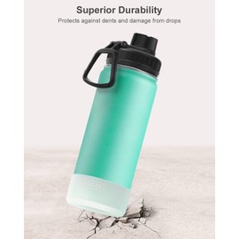 Koodee Insulated Water Bottle, 18 oz Stainless Steel Double Wall Vacuum Wide Mouth Sport Bottle with Leakproof Spout Lid (Teal)