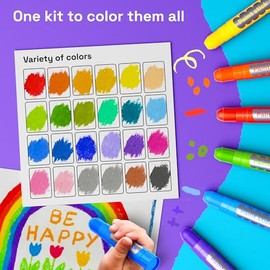 ARTISTRO Varillas de pintura de témpera 100% lavables para niños, 24 marcadores de pintura no tóxicos para niños, barras de color con diseño giratorio