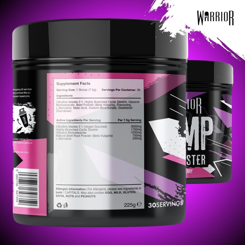 Warrior Pump Non Stim Pre-Workout Powder 225g – Nitric Oxide