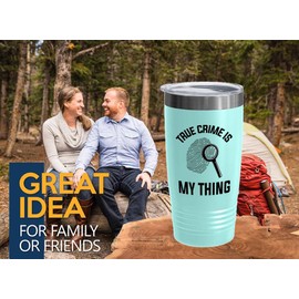 Detective Teal Edition Viking Tumbler 20oz - TRUE crime is - Police Officer Cop Patrol Detective Sheriff Law Enforcement Police Academy Student Police Chief
