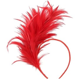 Headband Carnival Headpiece Carnival Headband Women's Carnival Feather Hair Accessories 1920s Headband Feather Headband 20s Style Hairband Retro Hair Band Fascinator (Red, One Size)