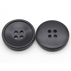 6 Pcs Resin Buttons 4 Holes Round Buttons for Coats, Jacket,DIY Sewing Supplies (Black, 18mm)