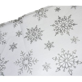 Davies Sheer Voile Christmas Table Runner - 150 X 32cm - Silver Snowflakes