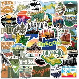 50PCS Oregon Travel Stickers, Oregon Graffiti Pack Waterproof Vinyl Decals for Water Bottles Cup Laptop Mobile Phone Skateboard Outdoor Travel (Green-1)