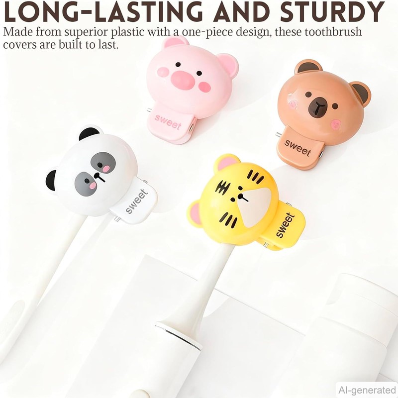 Charming Animal-Themed Toothbrush Covers - Set of 4 Portable Toothbrush