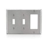 Leviton 3-Gang Decora/GFCI Combination Wallplate, Standard Size, Non-Magnetic Stainless Steel,