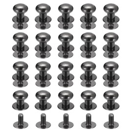 sourcing map 8mm Ball Head Stud Rivets Screw Back, 20Pack Round Head Button Nipple Rivet for DIY Leather Craft Handbag Belt, Metallic Black