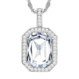 Silver Dimond Necklace for Woman Birthstone Crystal Jewelry Gifts for Wife Girlfriend Mom Daughter Anniversary Ideas for Her Womens Gifts for Christmas Mother’s Day Valentine’s Day Presents-April