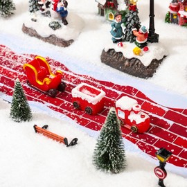 Kosiz Village Street Mat Little Village Accessories 5 x 50 Inch Christmas Village Accessories Miniature Road Decoration for Outdoor Indoor Bathroom Home Garden (Trendy Road Style)