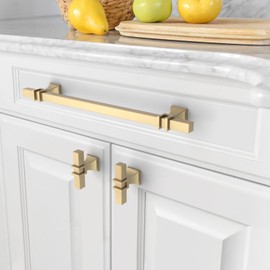 Asidrama 10 Pack 8.8 Inch(224mm) Brushed Brass Nickel and Gold Kitchen Cabinet Handles, Cabinet Pulls Kitchen Cabinet Hardware for Cupboard Drawer Pulls