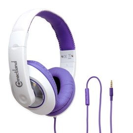 Connectland CL-AUD63092 Headphones With in Line Microphone on Ear Design, Purple & White