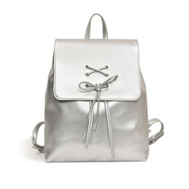 NICOLE & DORIS Small Backpacks for Women Fashion Backpack Anti-Theft Flap Backpack with Drawstring Ladies Daypacks PU Leather Mini Backpacks Handbag Silver